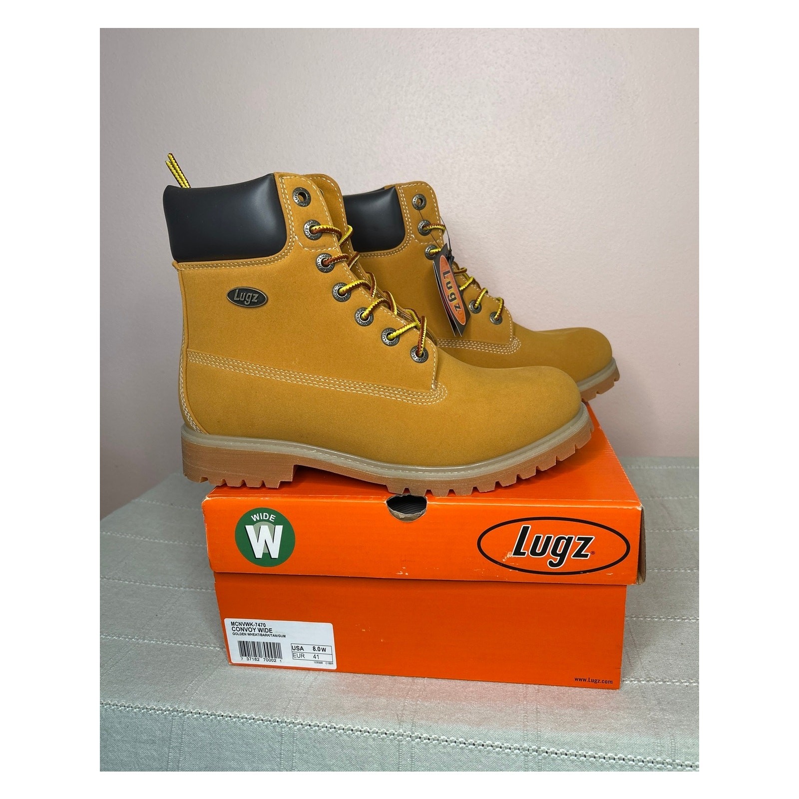 Lugz Men’s Convoy 6 Inch Boot Golden Wheat Bark Tan Gum Size 8 W MCNWK