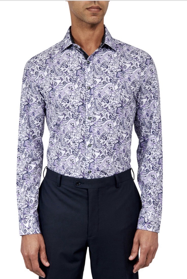 Society of Threads men’s Regular Fit Non-Iron Paisley Print Dress Short Size-S