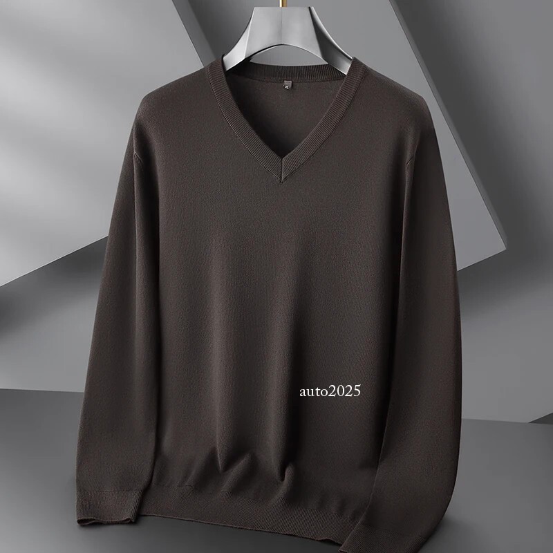 Autumn Winter V-Neck Sweater Men Soft Warm Cashmere Pullover Mens Sweaters