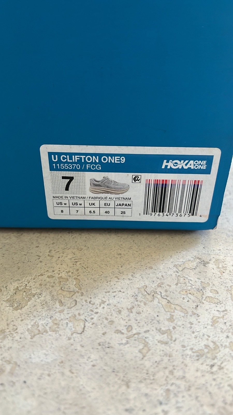 Size 7 – Hoka One One HOKA Clifton One9 Frost Cosmic Grey Extra Laces Included