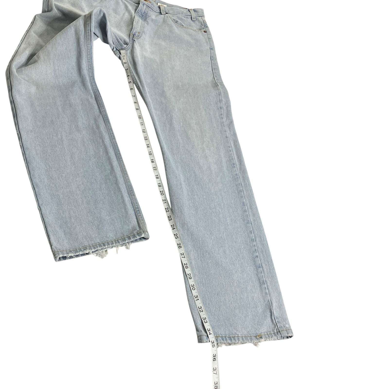 Y2K Levi’s Signature Jeans Mens 36×35 Light Wash Denim Frayed Hem Western Work