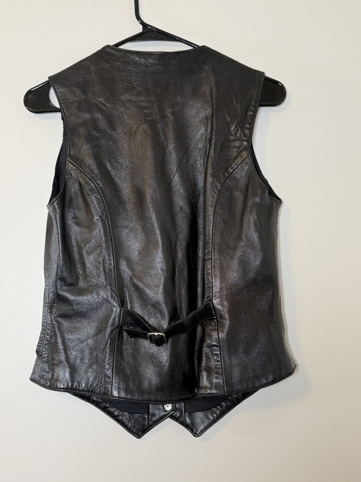 VTG 80s 90s Firenze Santa Barbara Black Leather Vest Moto Goth USA Small