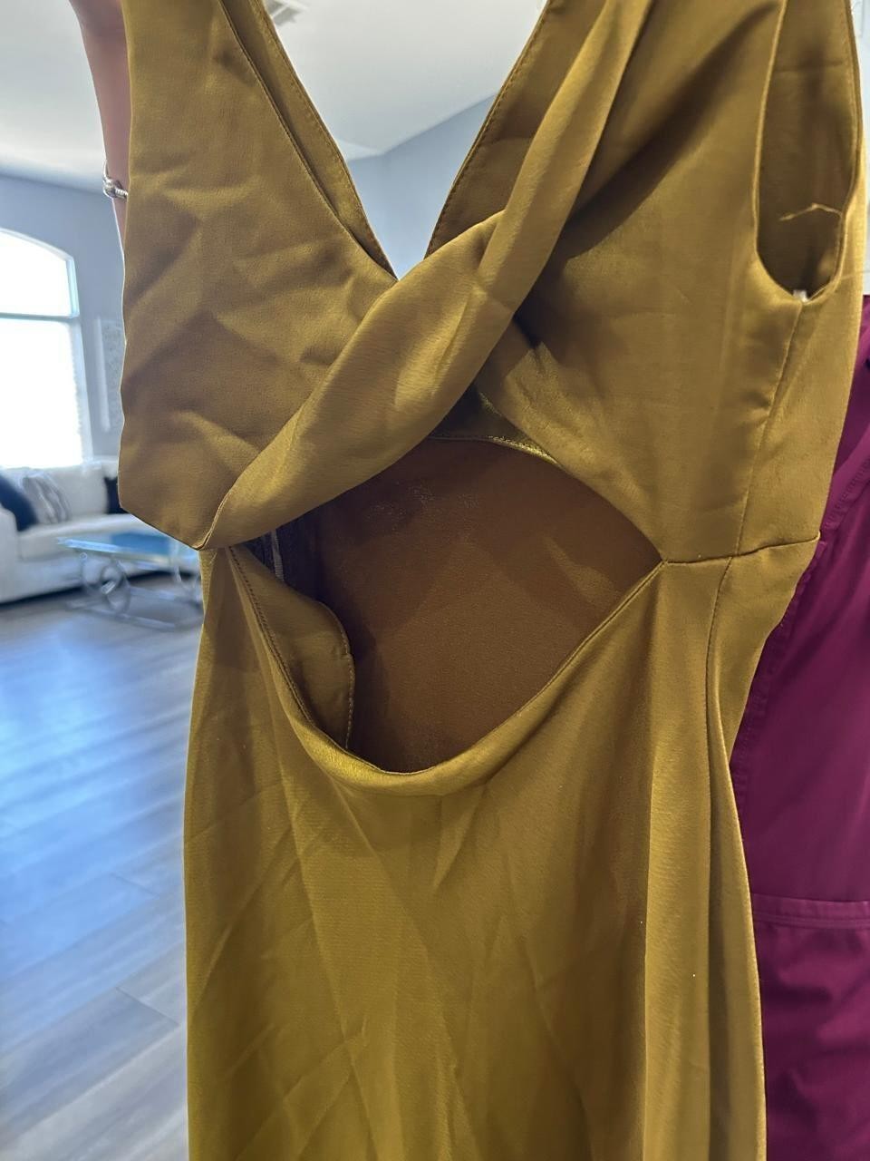 Zara Gold Satin V-Neck Sleeveless Maxi Slip Dress Women’s EUR XL