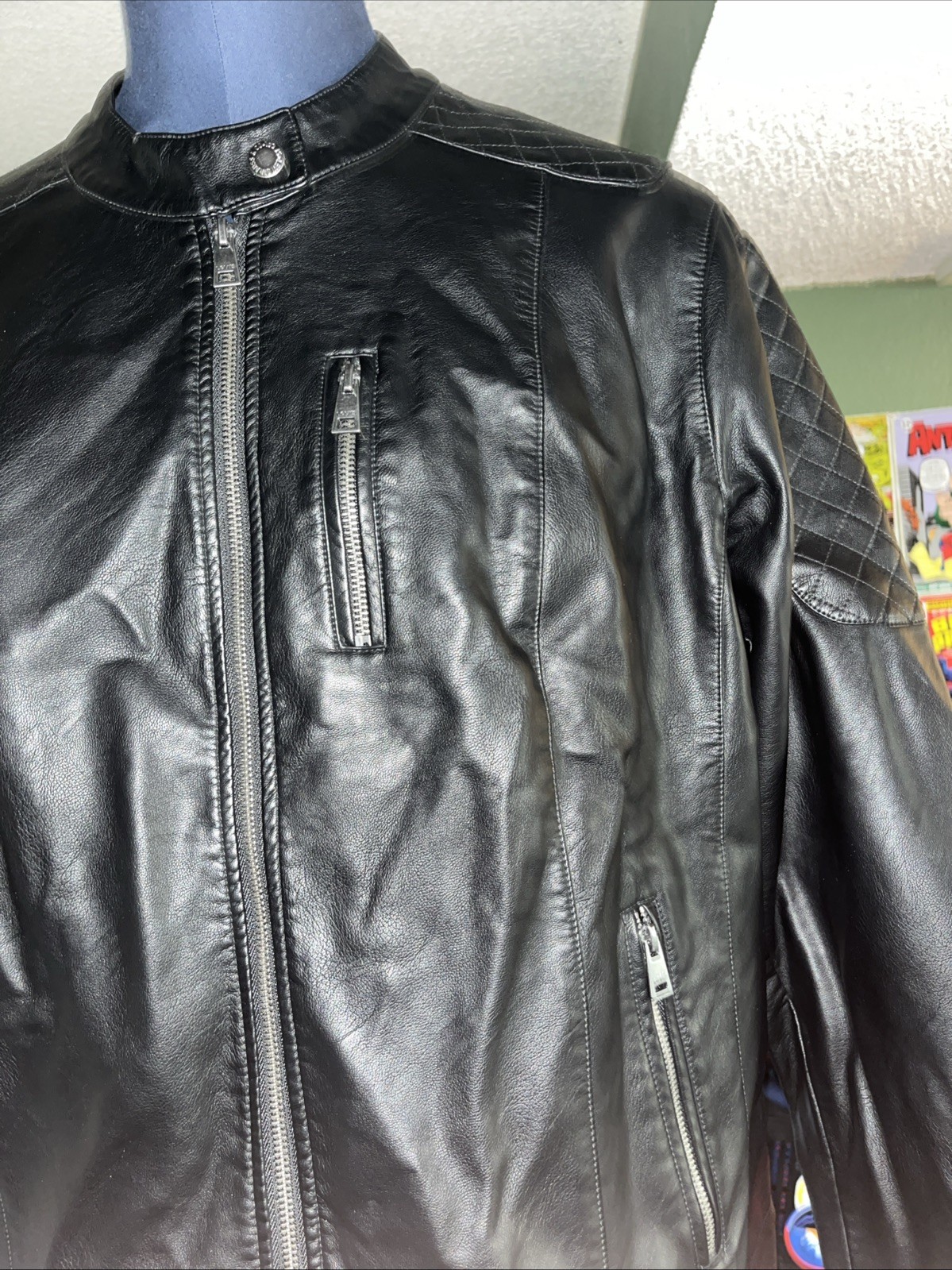 New Levi’s Black Faux Leather Womens Jacket 3X; 2022 Motocross Racer Style