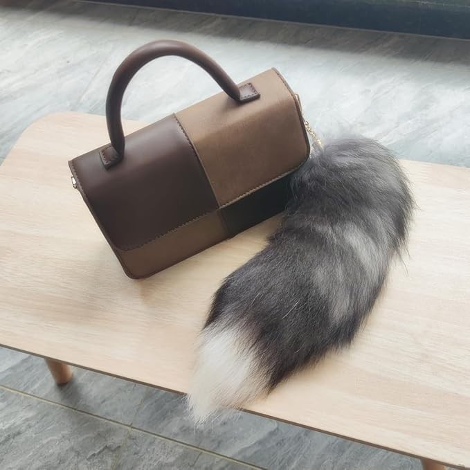 Fluffy Real Fox Fur Tail Keychain Tassel Bag Cosplay Toy Handbag Accessory Hook