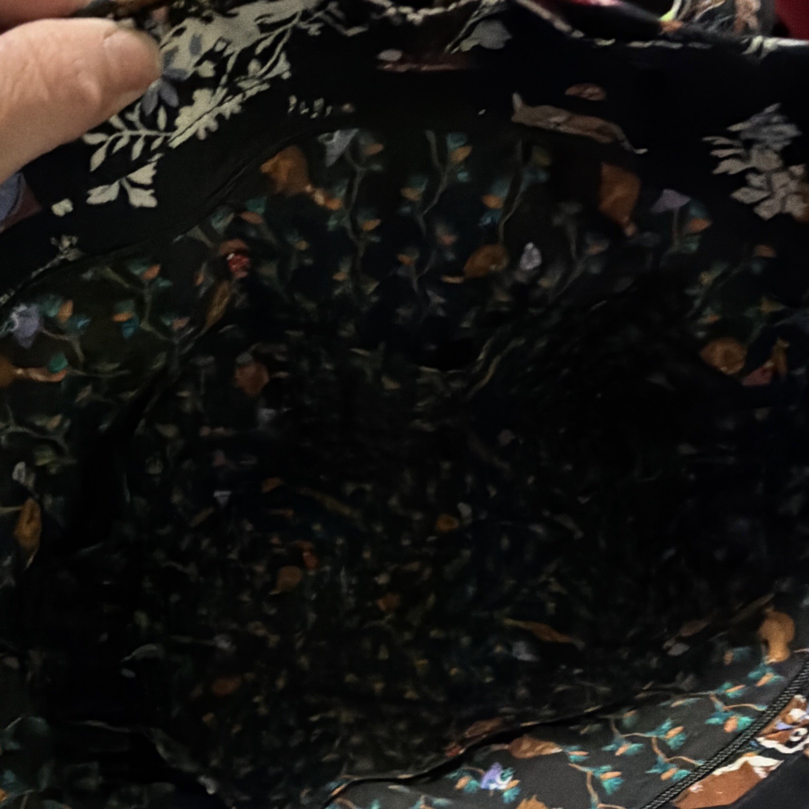 Vera Bradley Black Multicolor Floral Deer Tote Bag Zip Closure Pockets Lined