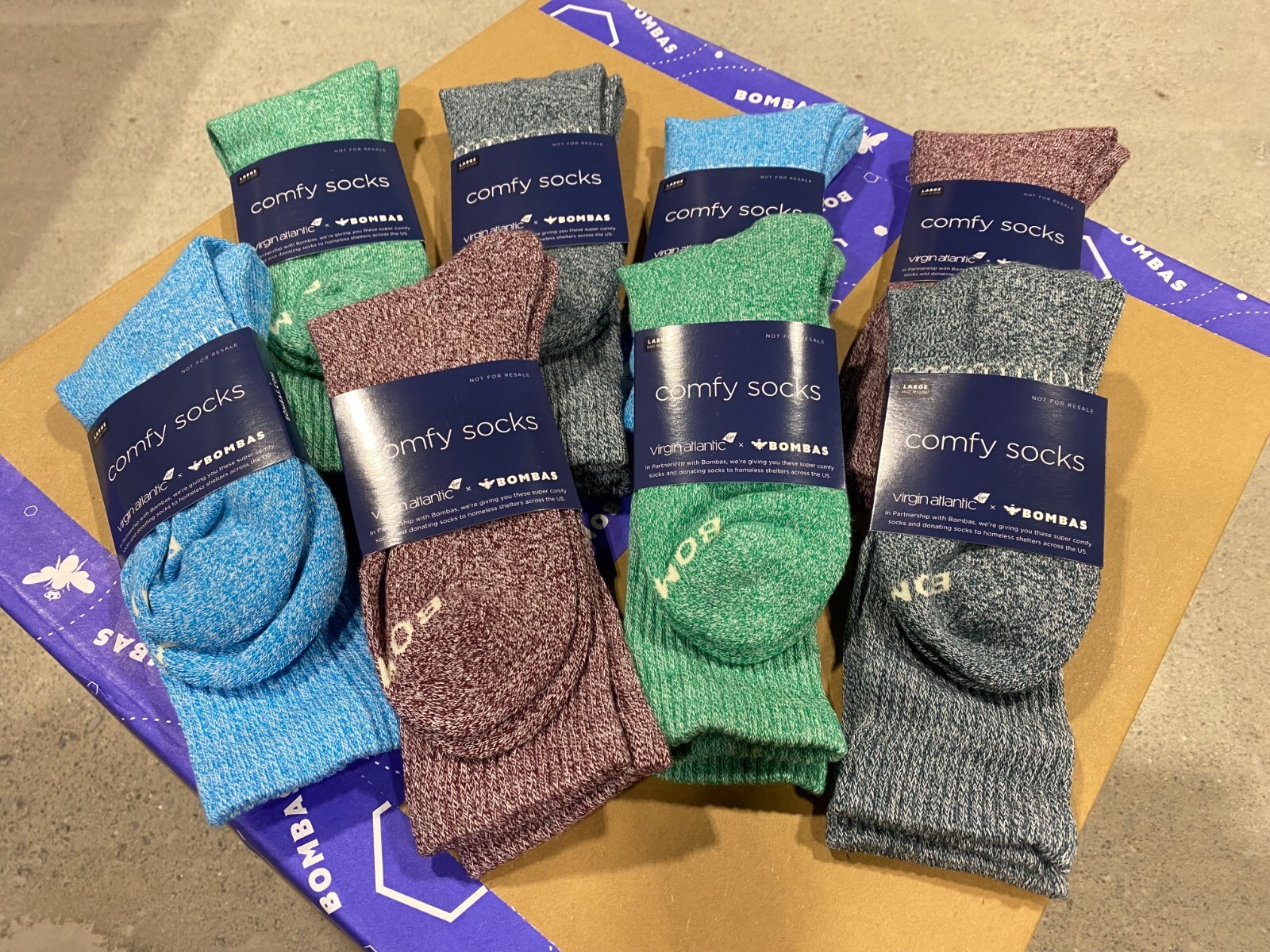 [8 Pairs] Bombas x Virgin Atlantic Calf Socks – Emerald/Ocean/Wine/Midnight Pine