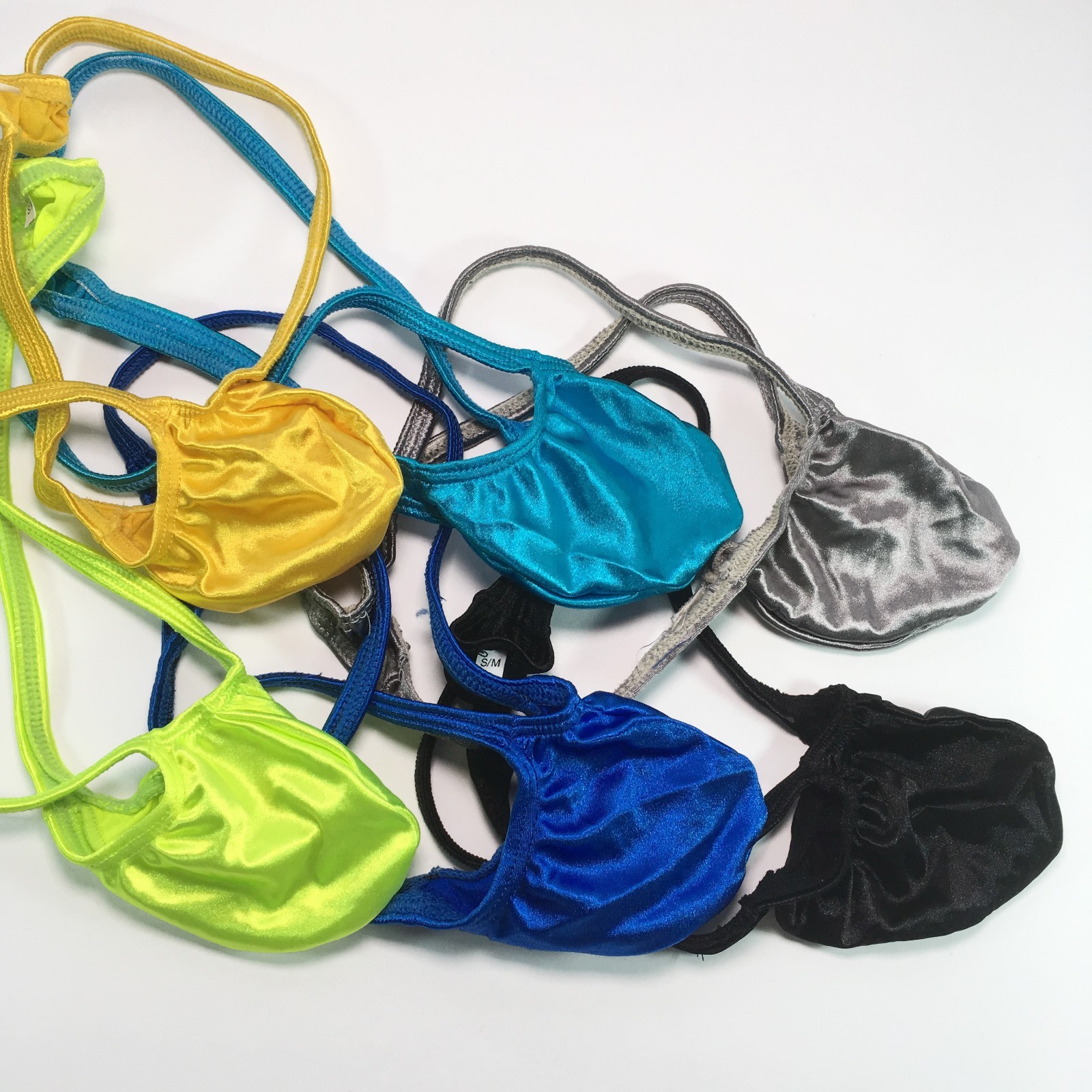 K403Y K403 Mens Shiny Satin Knit Grape Smugglers String Thong Contoured Pouch