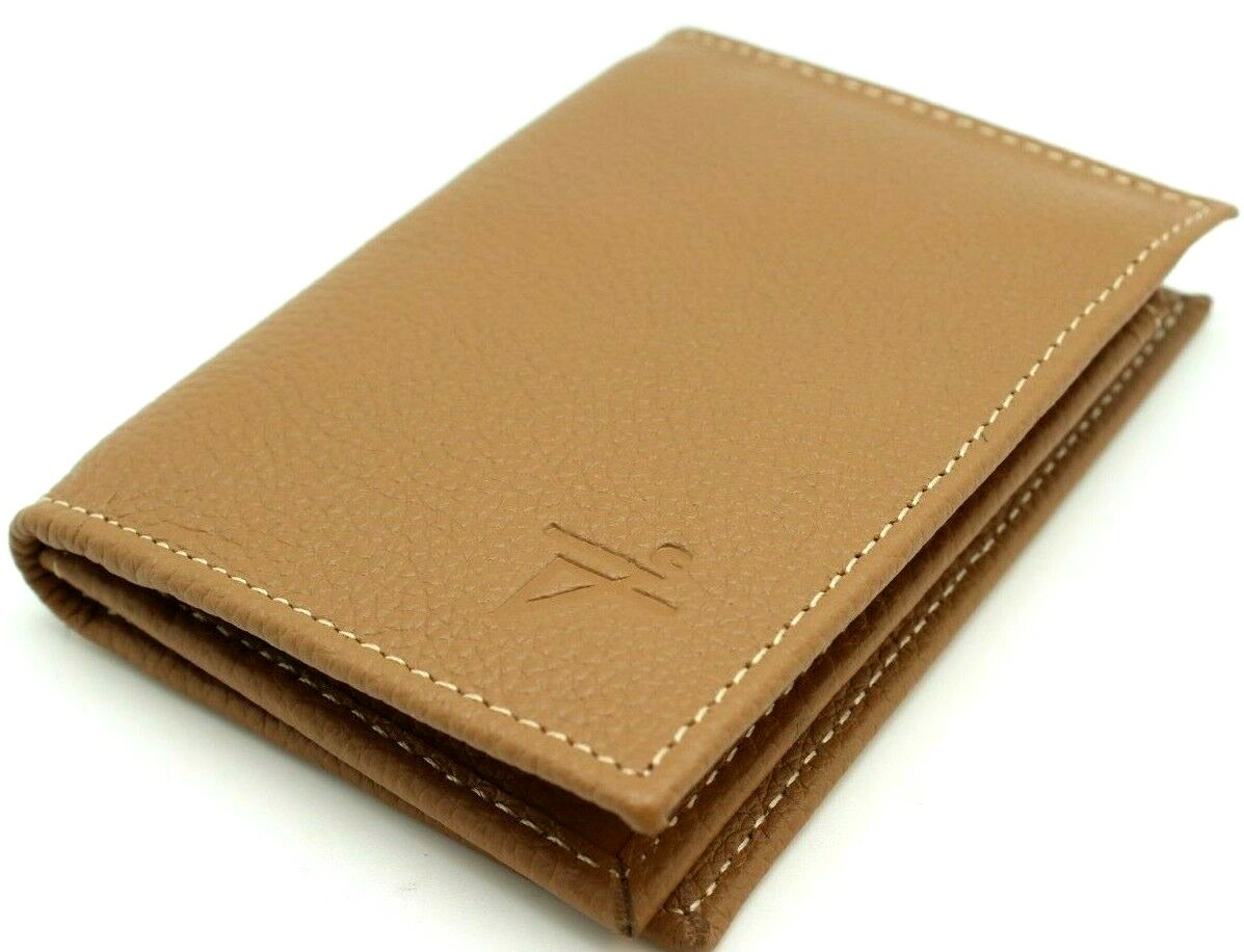 RFID safe Top Grain Leather L-Fold Wallet for Men Student ID Card Case Holder