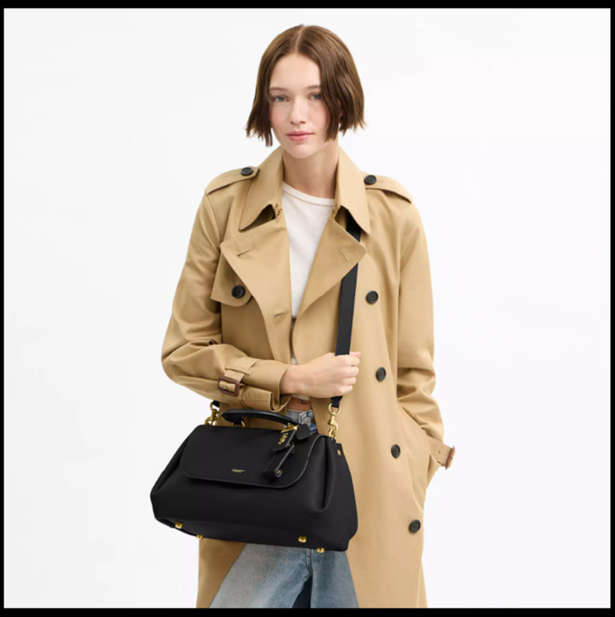 COACH CCC39 Slouchy Rogue Top Handle Bag 39 Natural Grain Leather Black Outlet