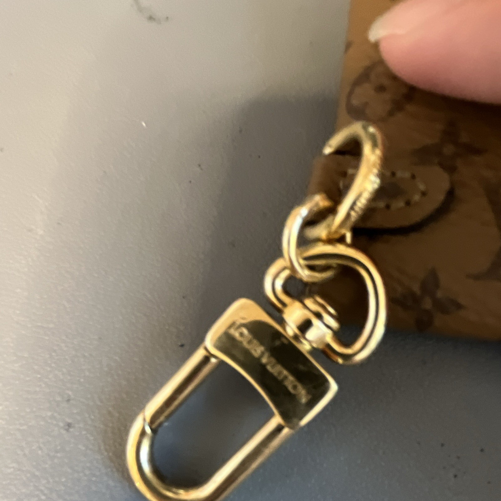 Louis Vuitton Monogram Envelope Pouch Key Chain Detachable Brown Gold Leather