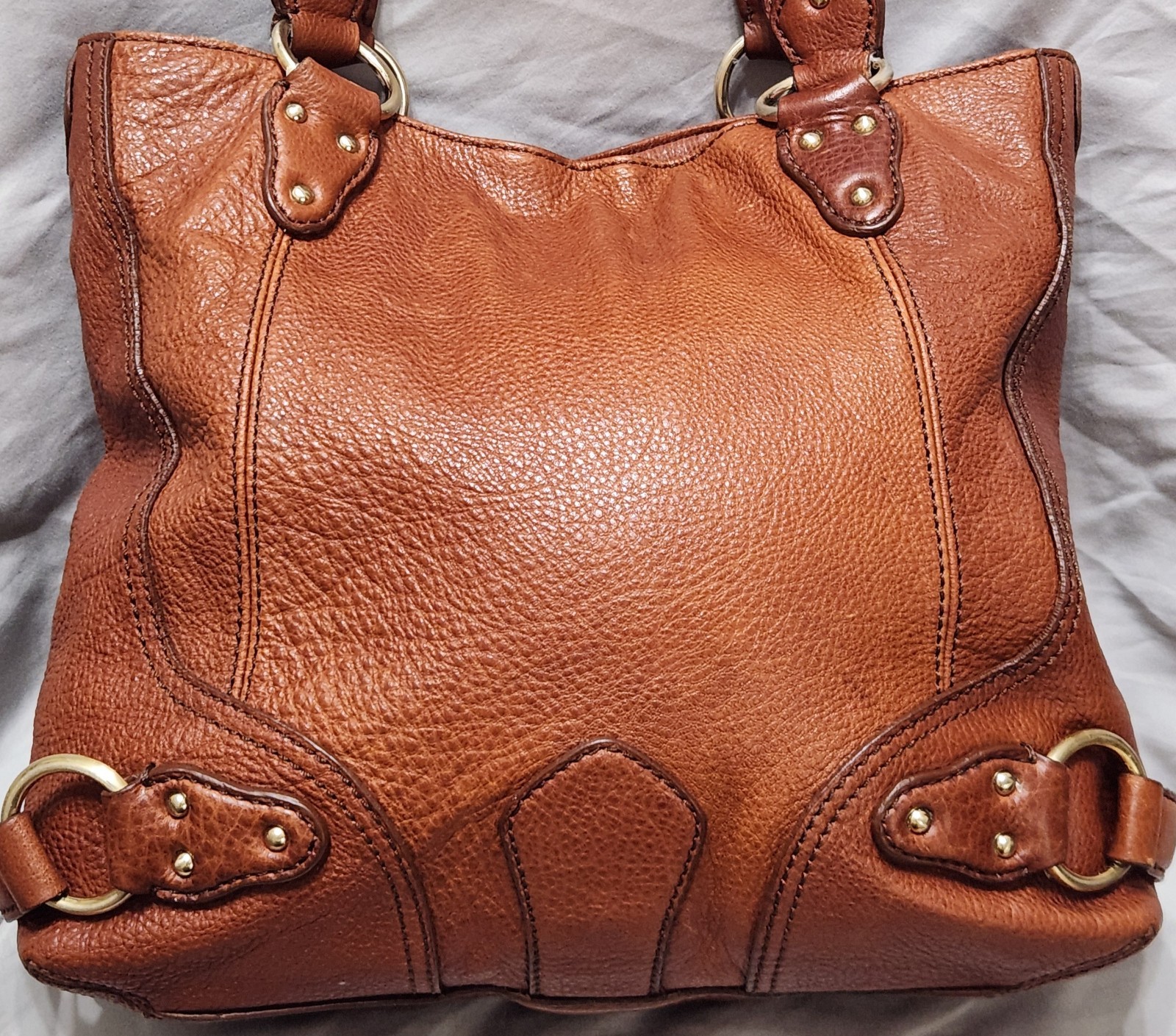 Vintage Michael Kors Astor Lg Leather Tote Bag FLAWED Rugged Work Shoulder Purse