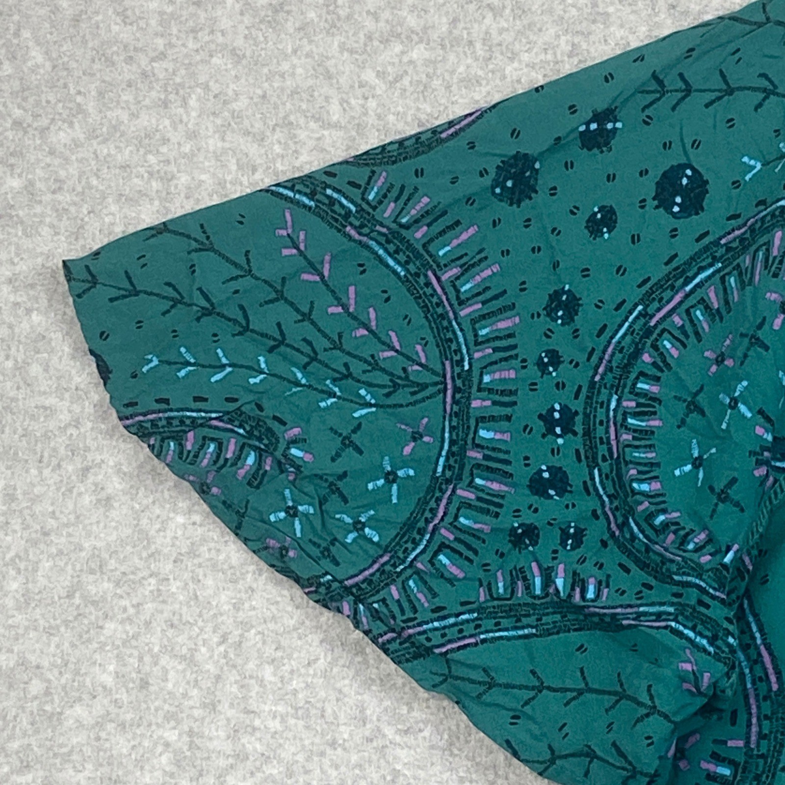 Ava & Viv Top Womens Plus 2X Teal Swirl Flutter Sleeve Ladder Lace Boho Blouse