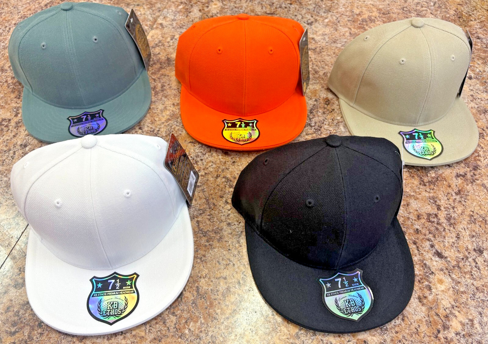 Original Plain Fitted Caps Flat Bill Hats [[ KB ]] Solid Colors ( New Item )