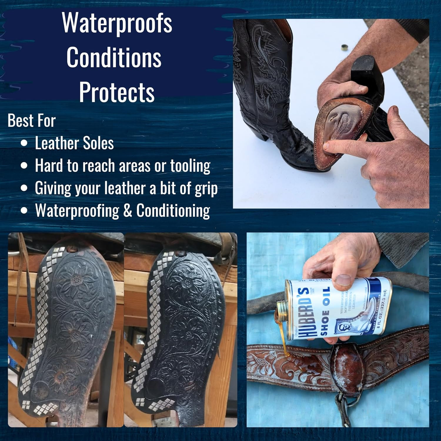 Shoe Oil – Leather Conditioner and Waterproofer, Easy Pour Formula, 8 Oz.