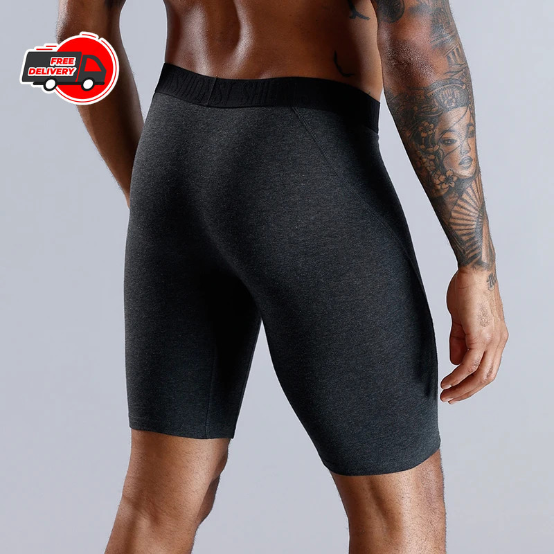 Cotton Long Leg Boxer Shorts Men Big Size Stretch Breathable Underwear
