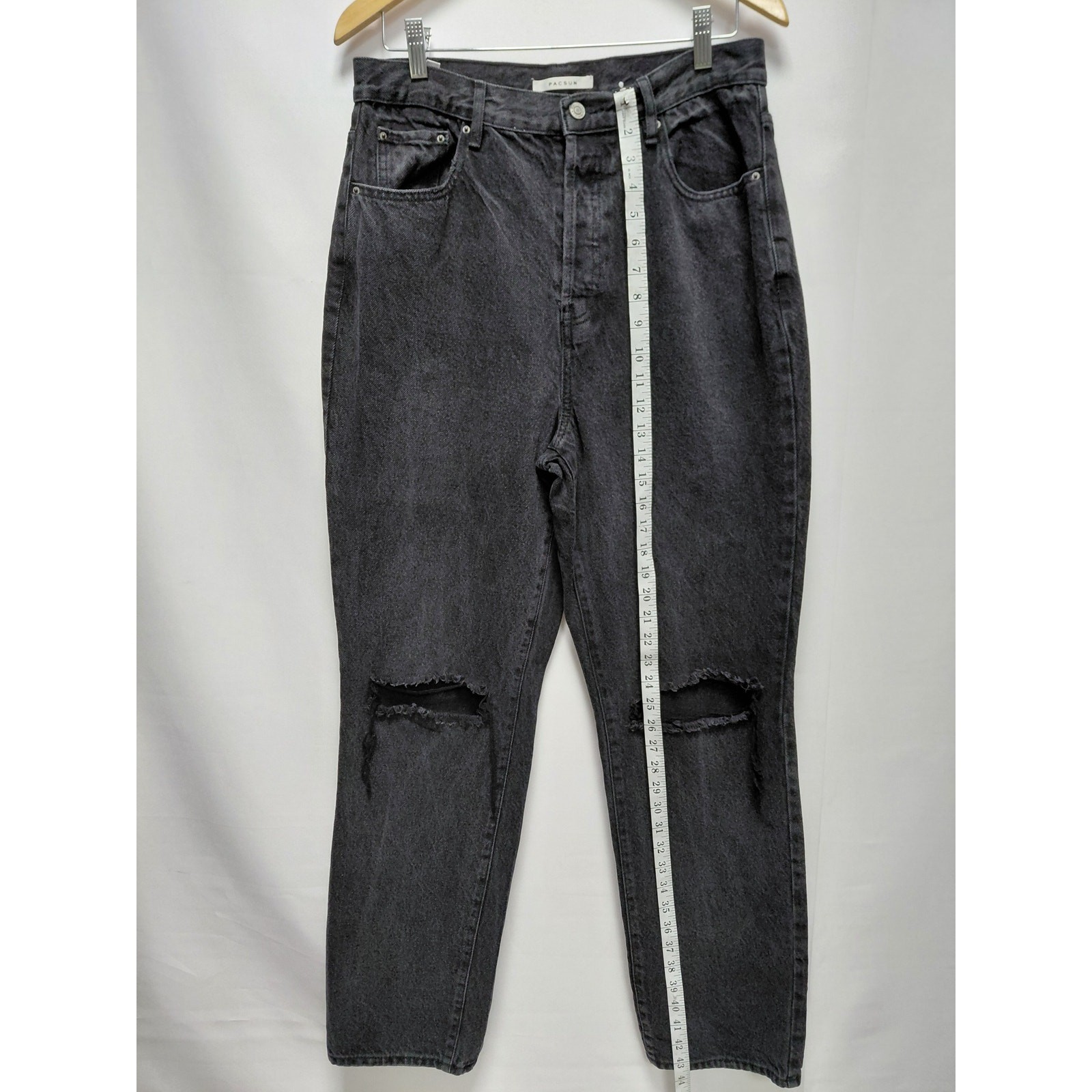 PacSun Distressed Black Jeans Mid (10-12 in) Regular Denim Womens