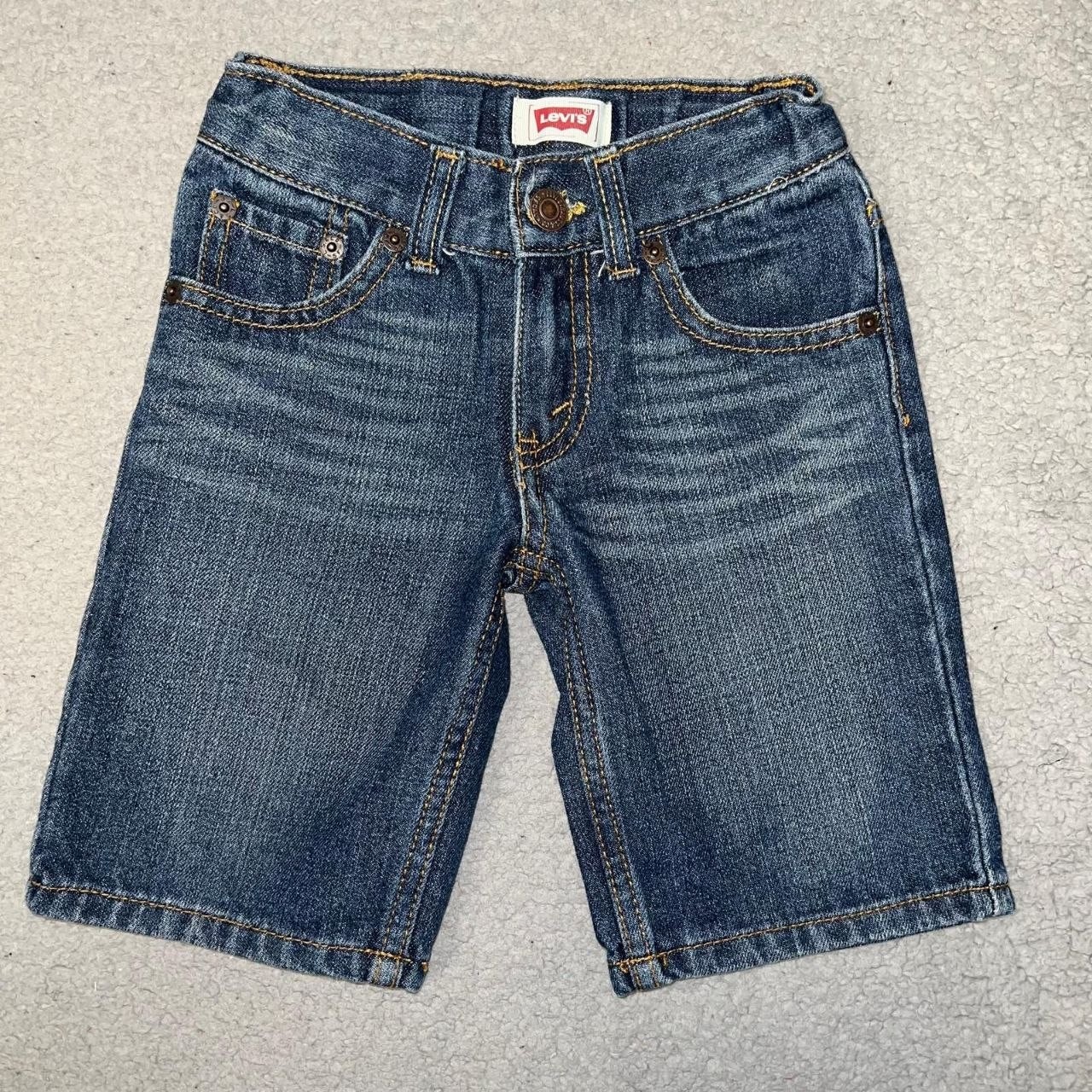 VTG Levi’s Shorts Toddler Sz 3T Blue Denim Batwing Adjustable Waistband Jorts