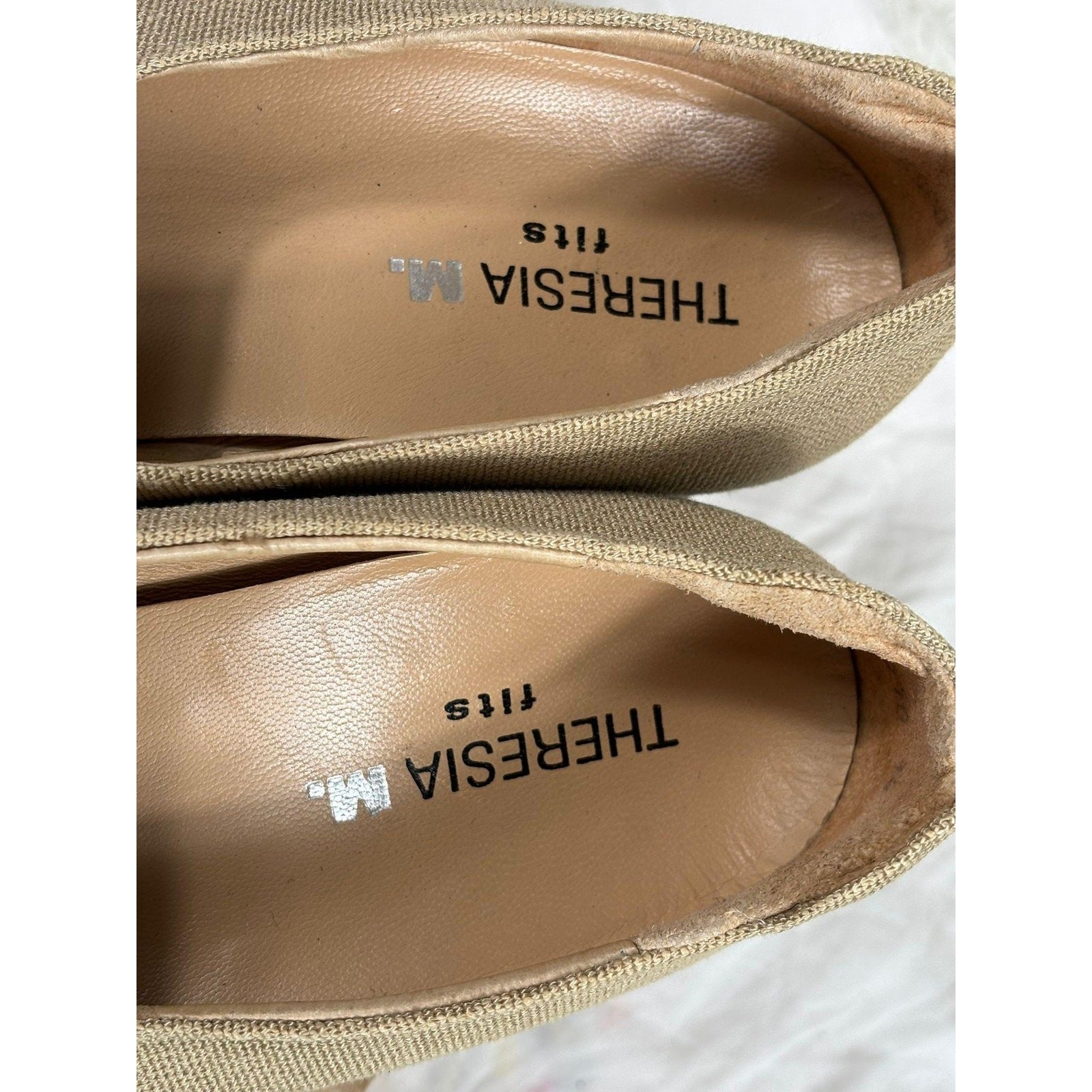 Theresia M. Shoes Womens Size 6 Beige Capri Slip On Wedge Comfort Square Toe
