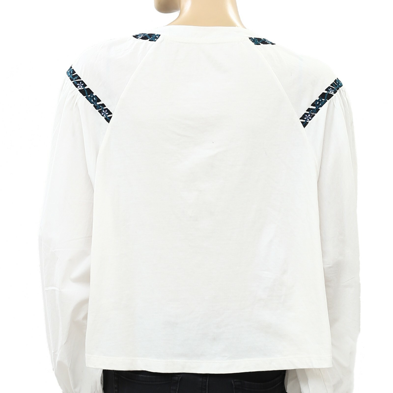 Anthropologie Embroidered Sequin Embellished Blouse Long Sleeve Top M 221637