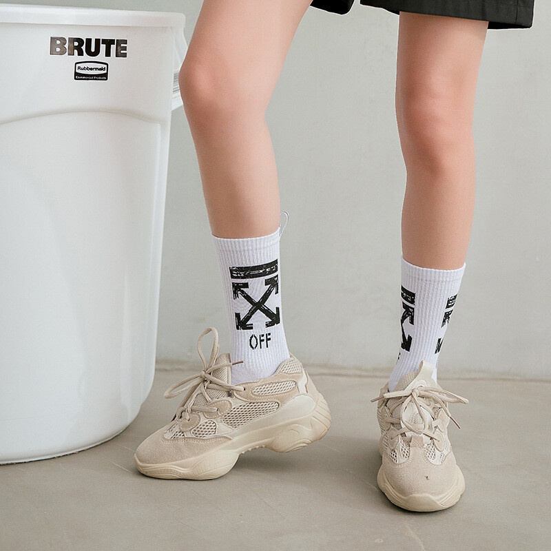 Unisex 2 Pairs Crew Socks Off Arrow Reflective Comfort White XX Athletic Socks