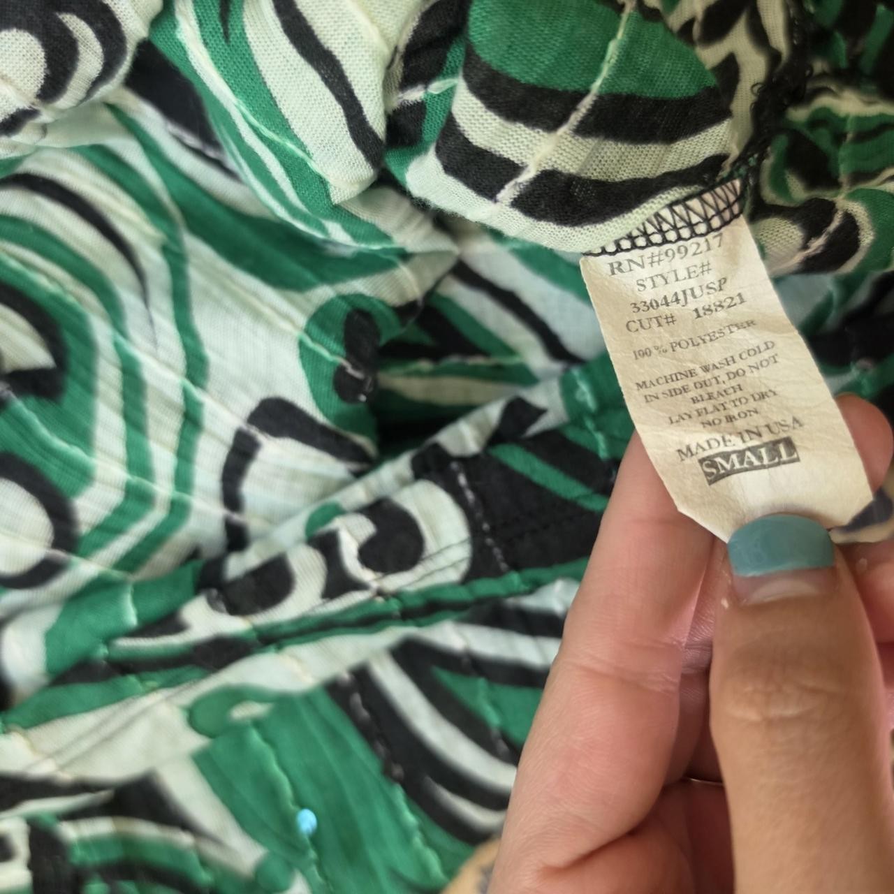 2000s Y2K babydoll Funky Swirl patterned top Kelly Green & Black Size S