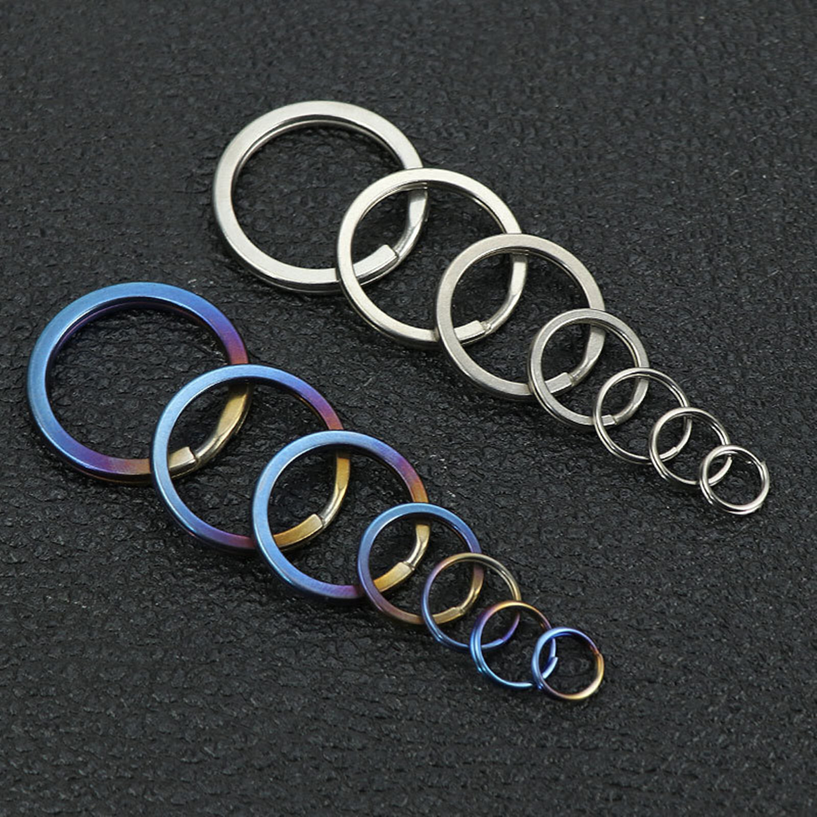 10pcs 10 12 14 -32mm Pure Titanium Split Key Rings Keychain Split Rings keyrings
