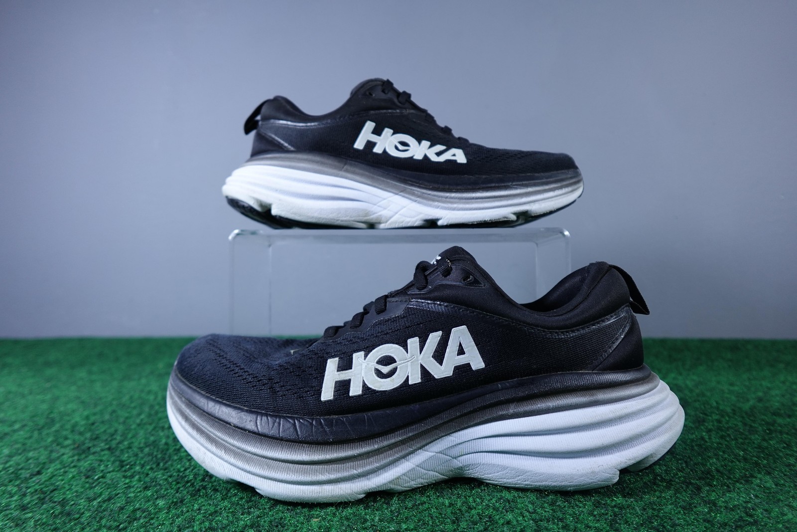 Hoka One One Bondi 8 Shoes Womens Size 7 Black Running Sneakers Low Top