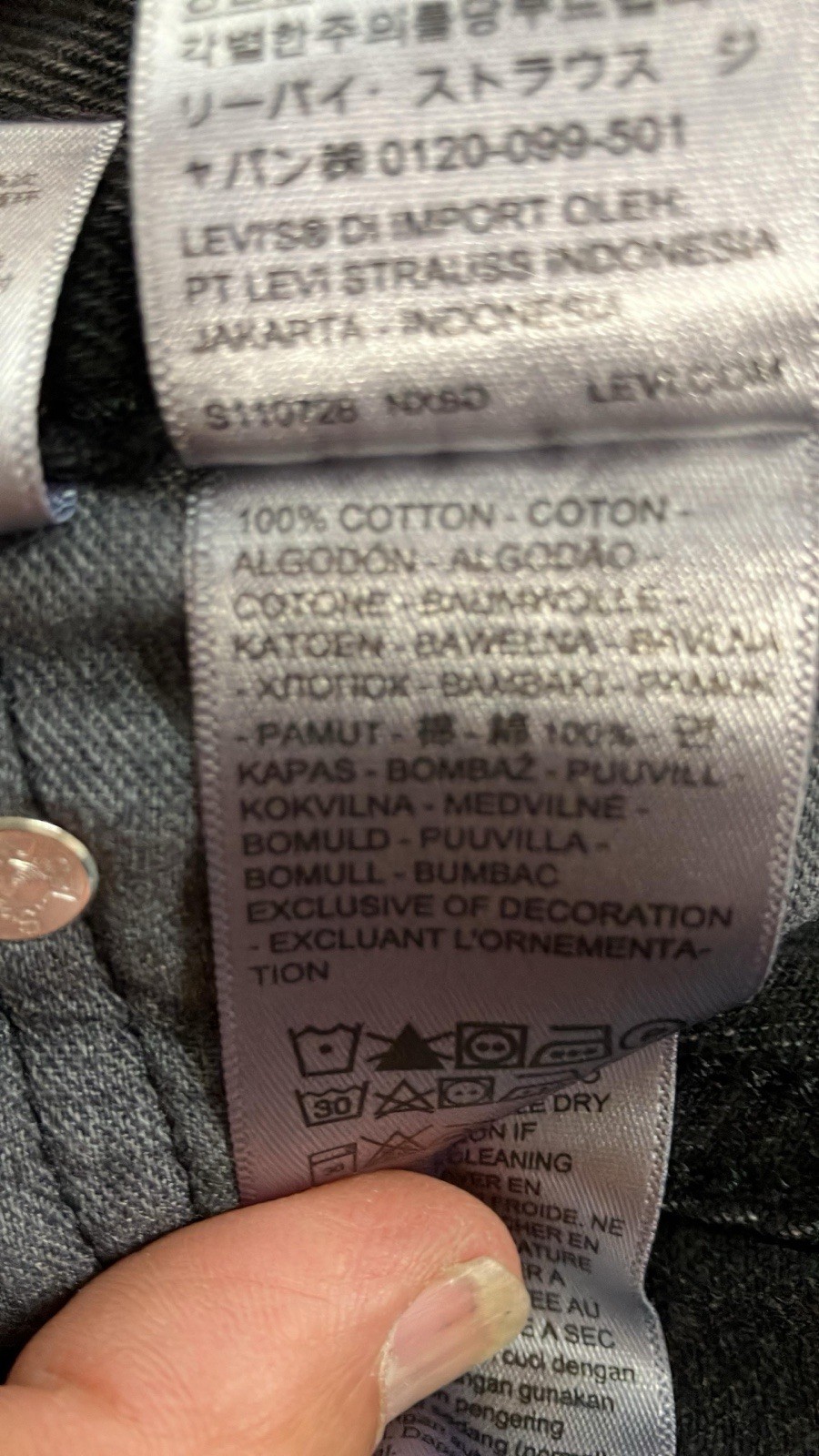 Levi’s 578 Mens Baggy Tapered Black Gray Denim Jeans All Sizes A4750-0029 Nwt