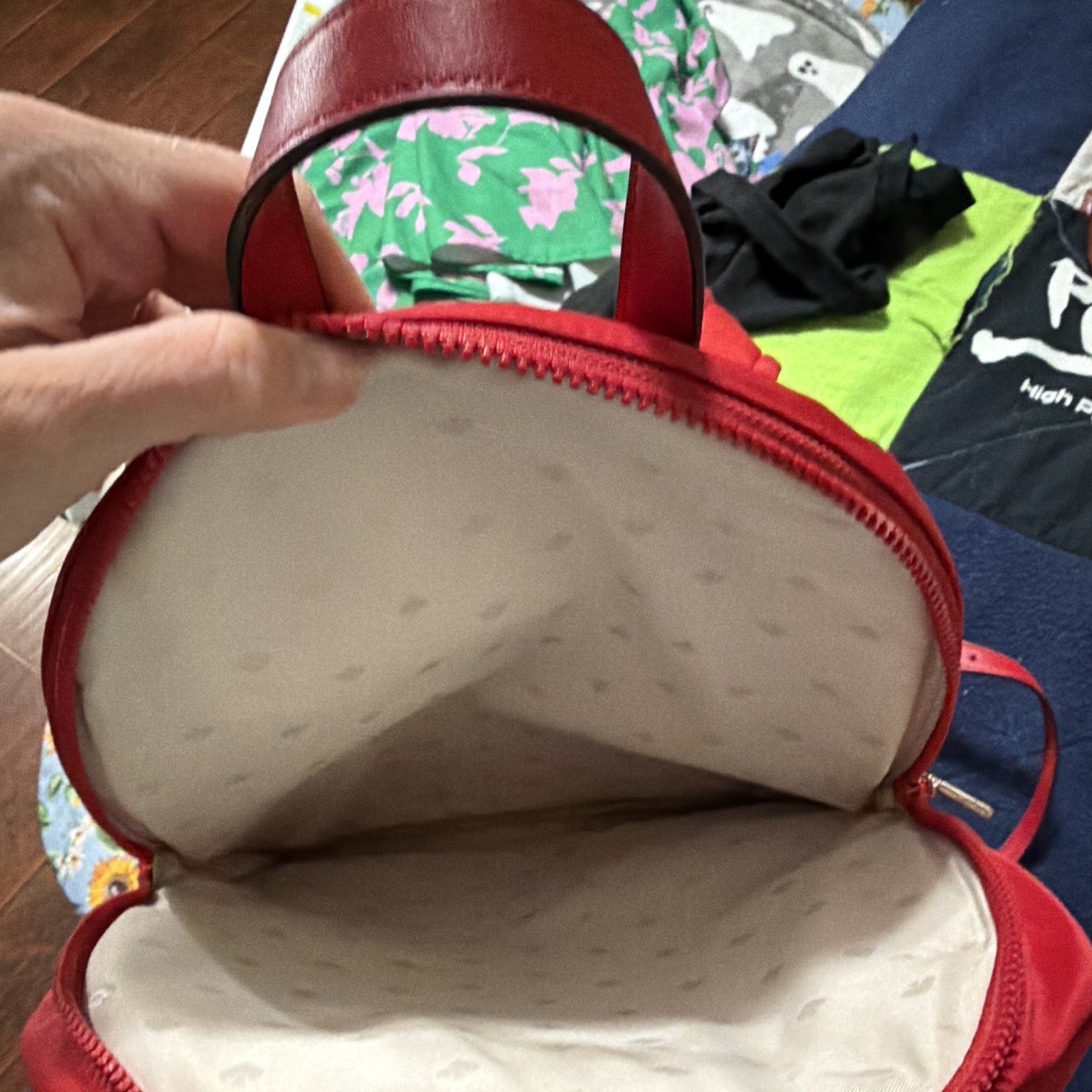kate spade new york Red Backpack Zip Closure Silver Hardware Inner Pockets