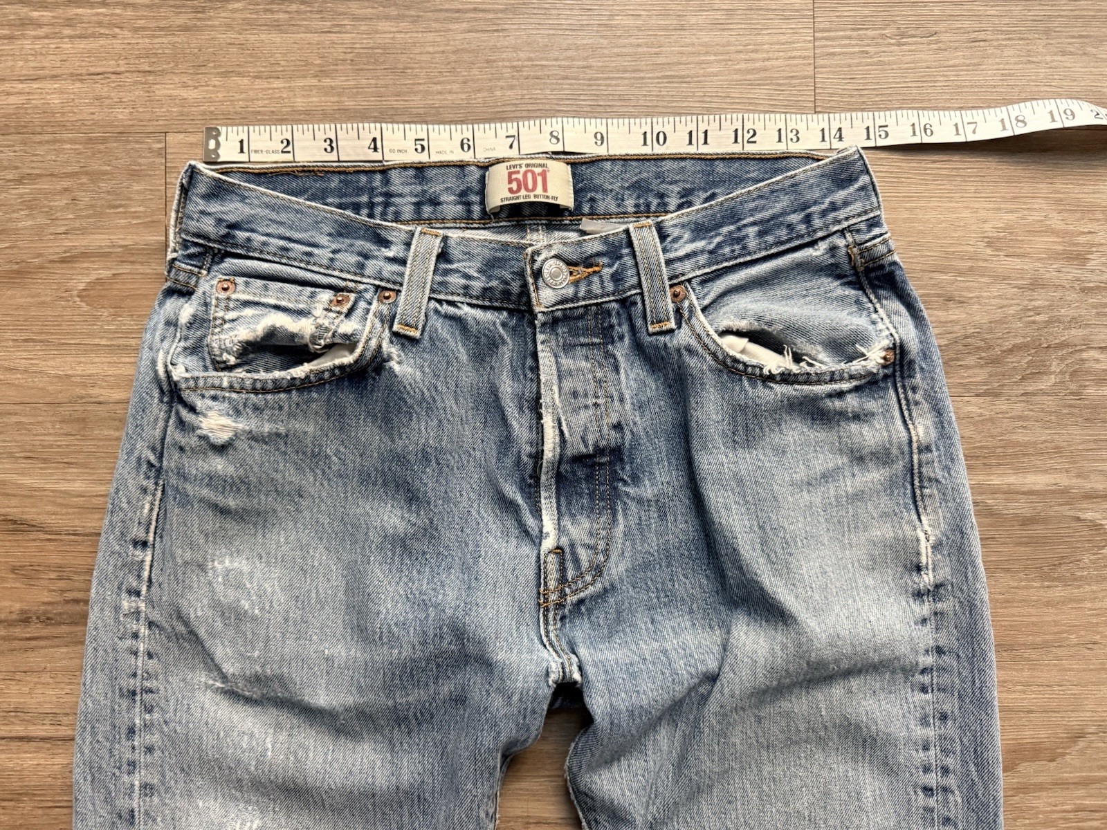 Vtg Y2K Levis 501 Jeans Thrashed Distressed Faded Grunge Skate 90s Grunge 30×29