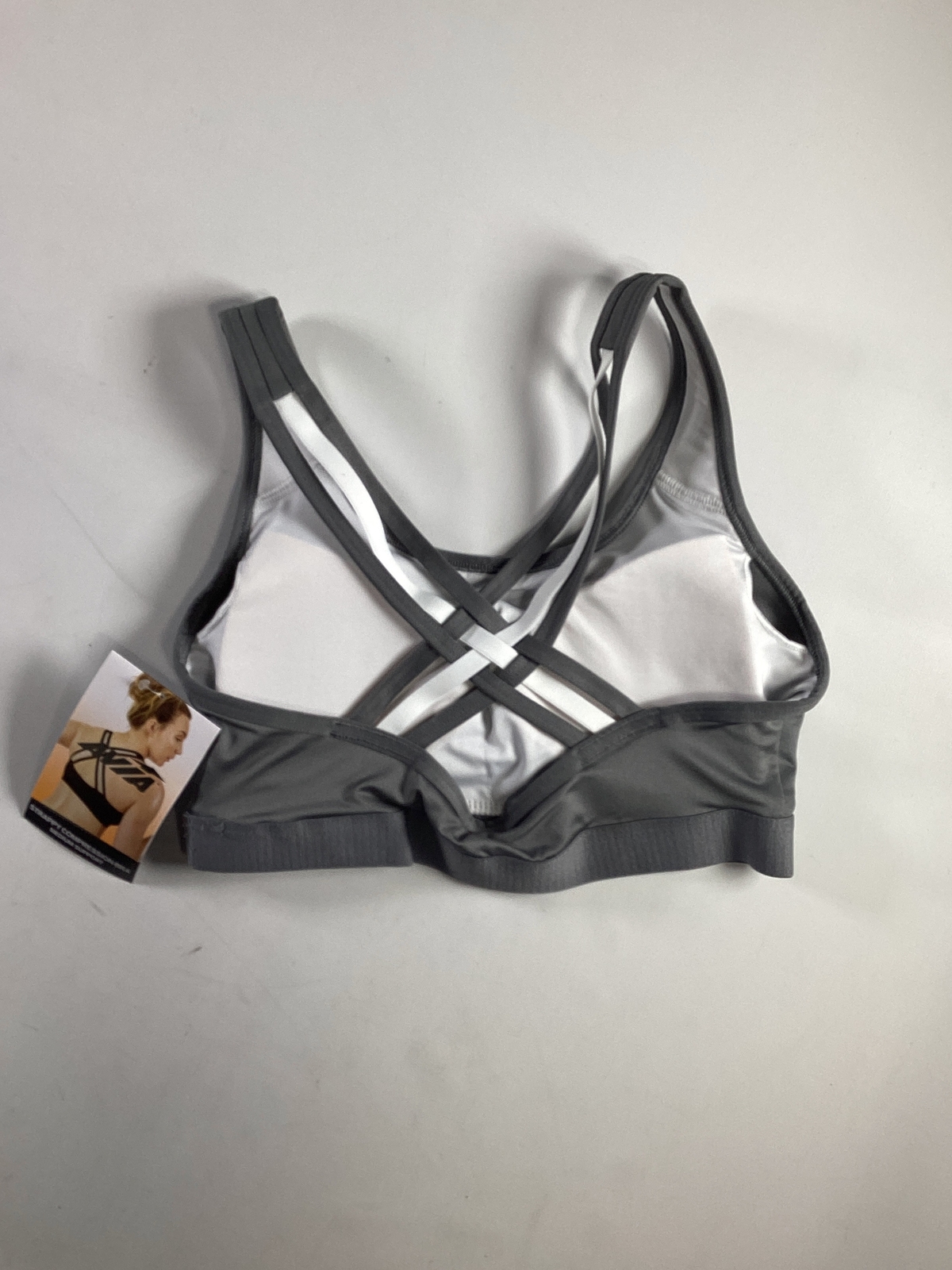Womens Avia Gray Compression Strappy Sports Bra Small NEW