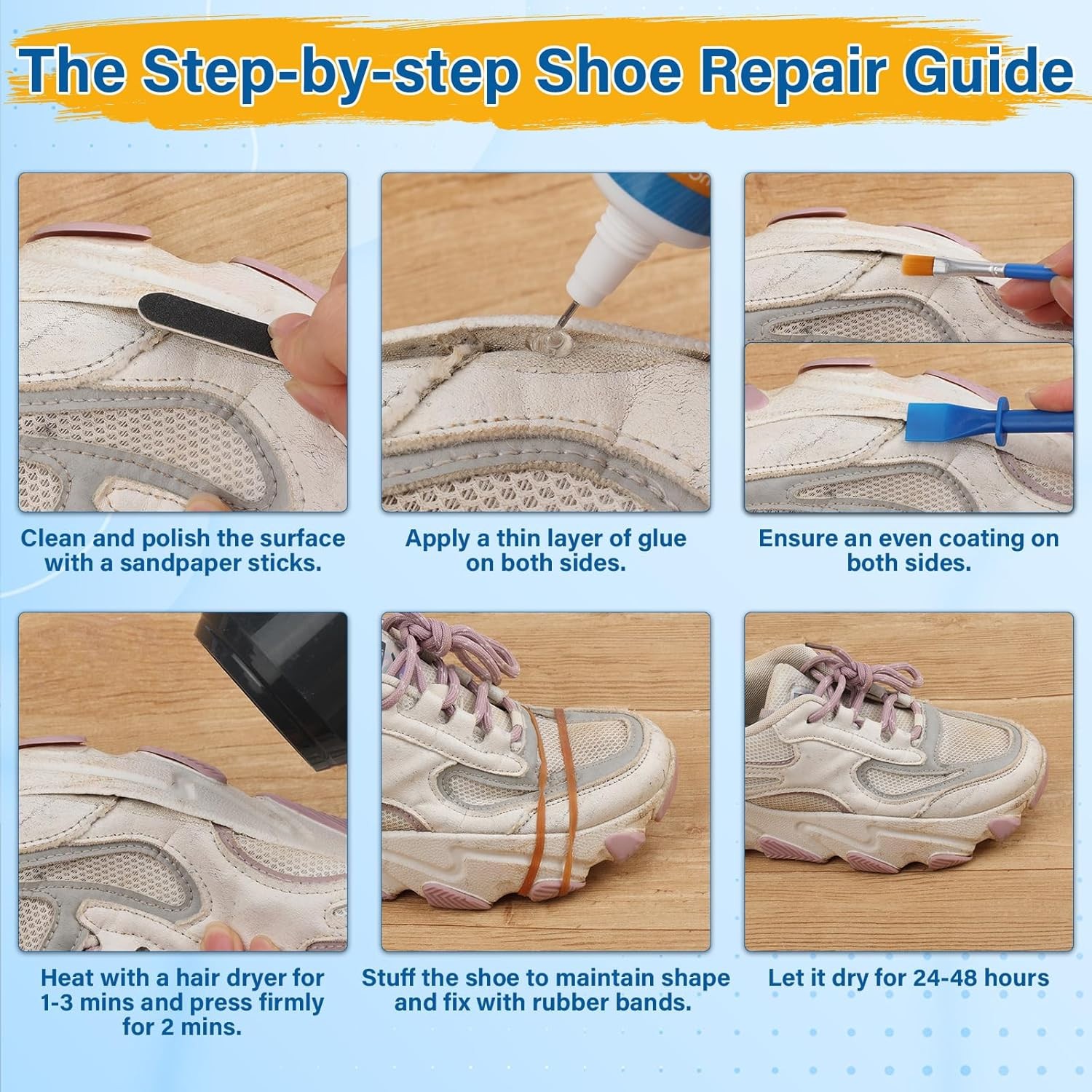 Shoe Glue 5x15ML Clear Adhesive Repair Soles Heels Free Shipping