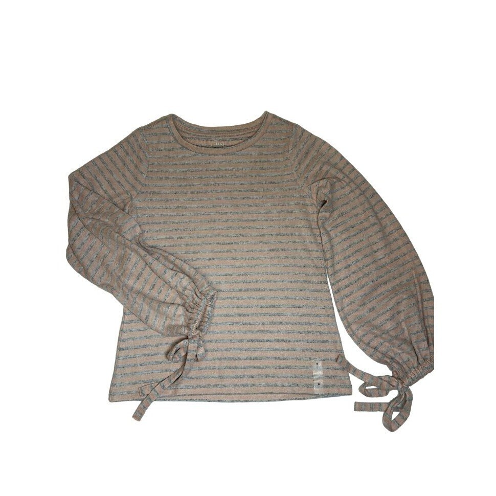 Ana XS Striped Long Sleeve Top With Tie Cuffs Polyester & Spandex NEW