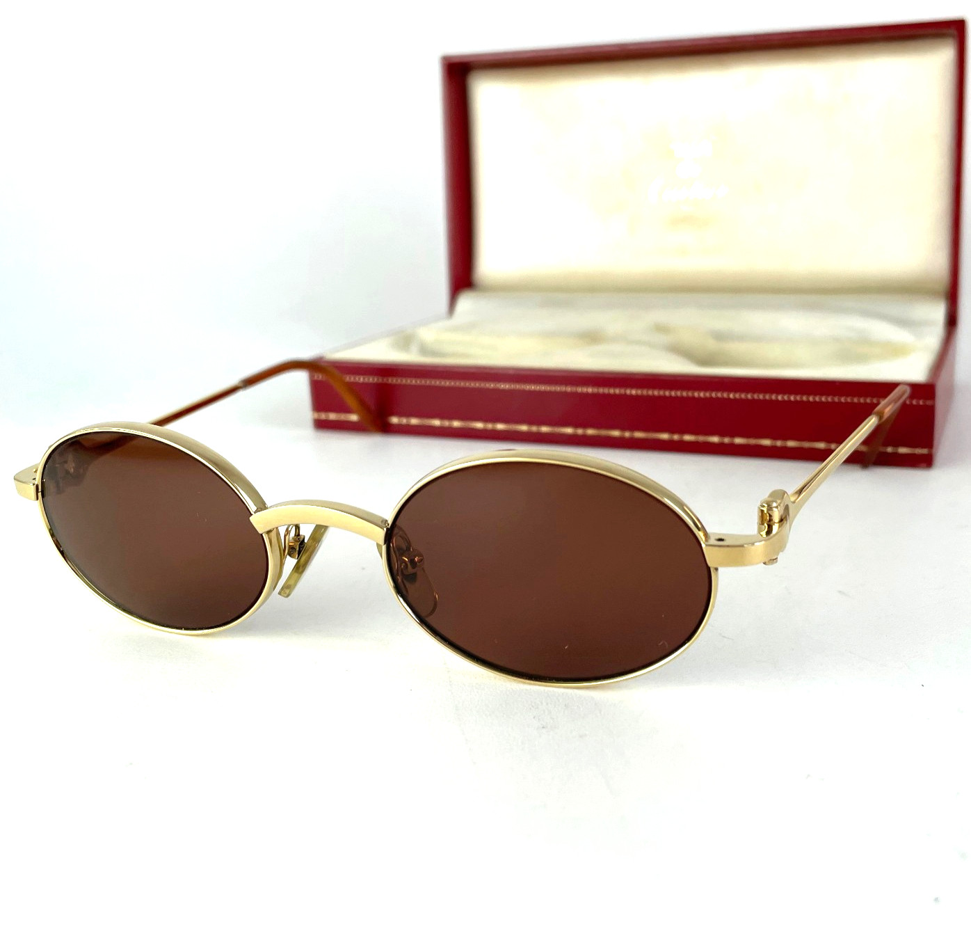 Vintage 80s Cartier Spider Sunglasses oval gold 22K trinity vendome santos must
