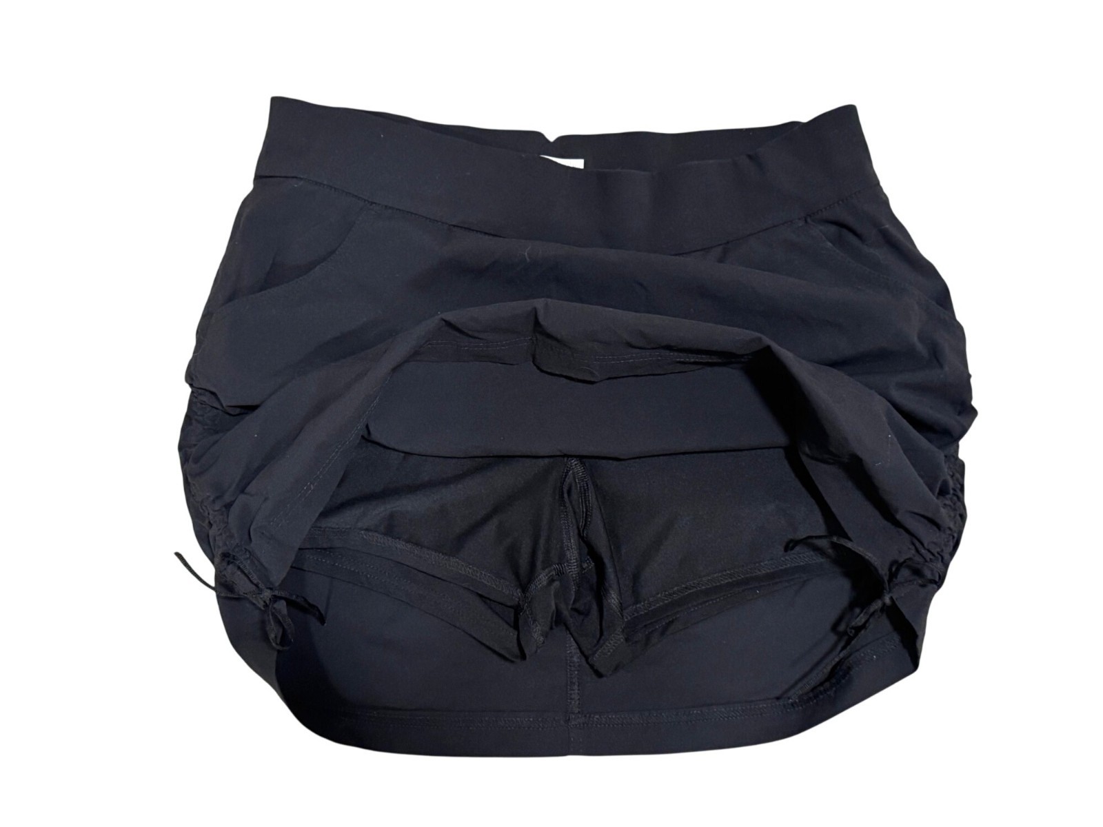 Columbia All Seasons Comfort Stretch Mid Rise Ruched Skort Pockets Size L Black