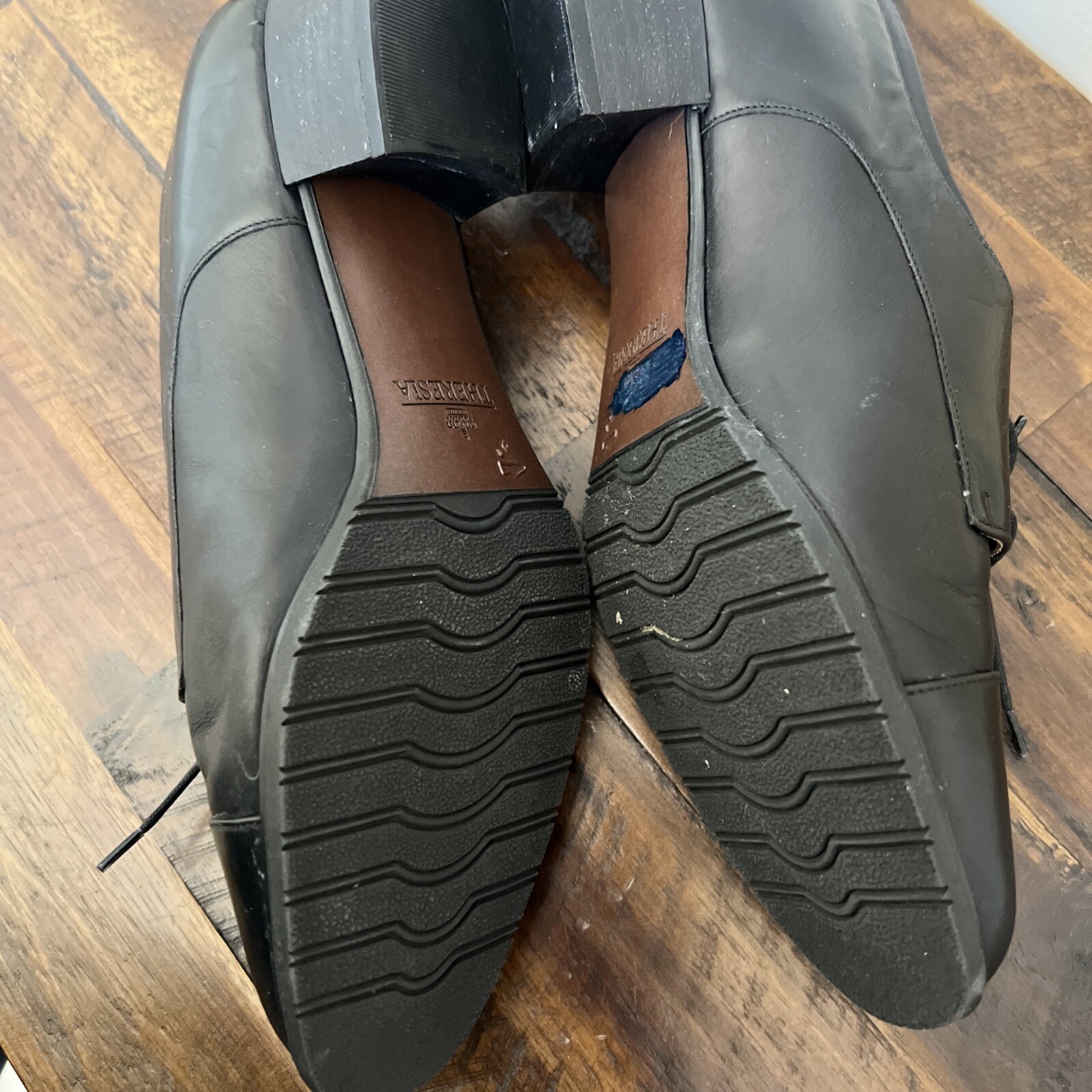 Theresia Made In Germany Jasmin Black Soft Leather Tie Block Heel Shoes
