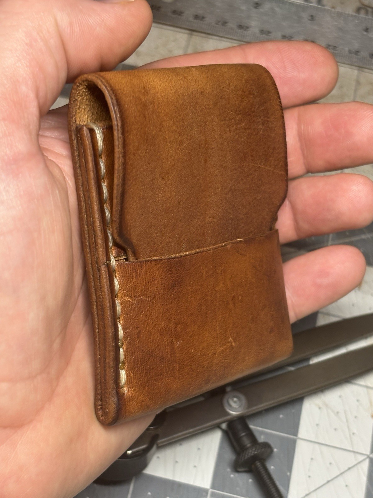 Handmade Leather Vertical Pocket Flap Wallet – Slim & Durable Minimalist