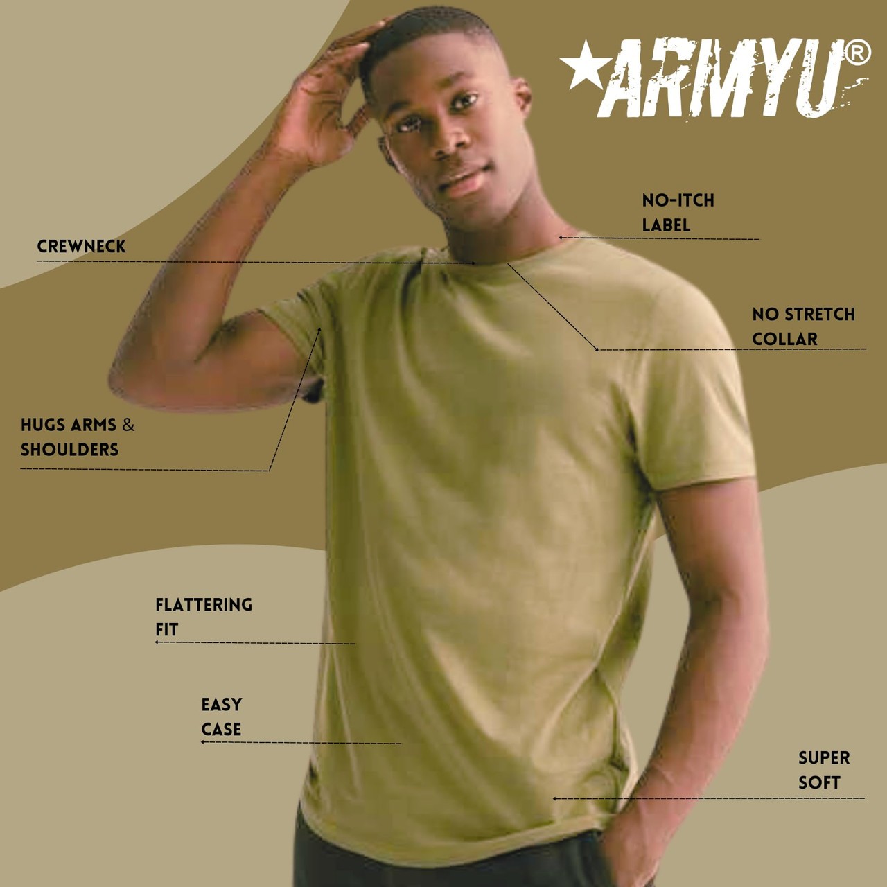 AR 670-1 Army Compliant Coyote Brown Mens Military T-Shirt MultiCam OCP 6-Pack
