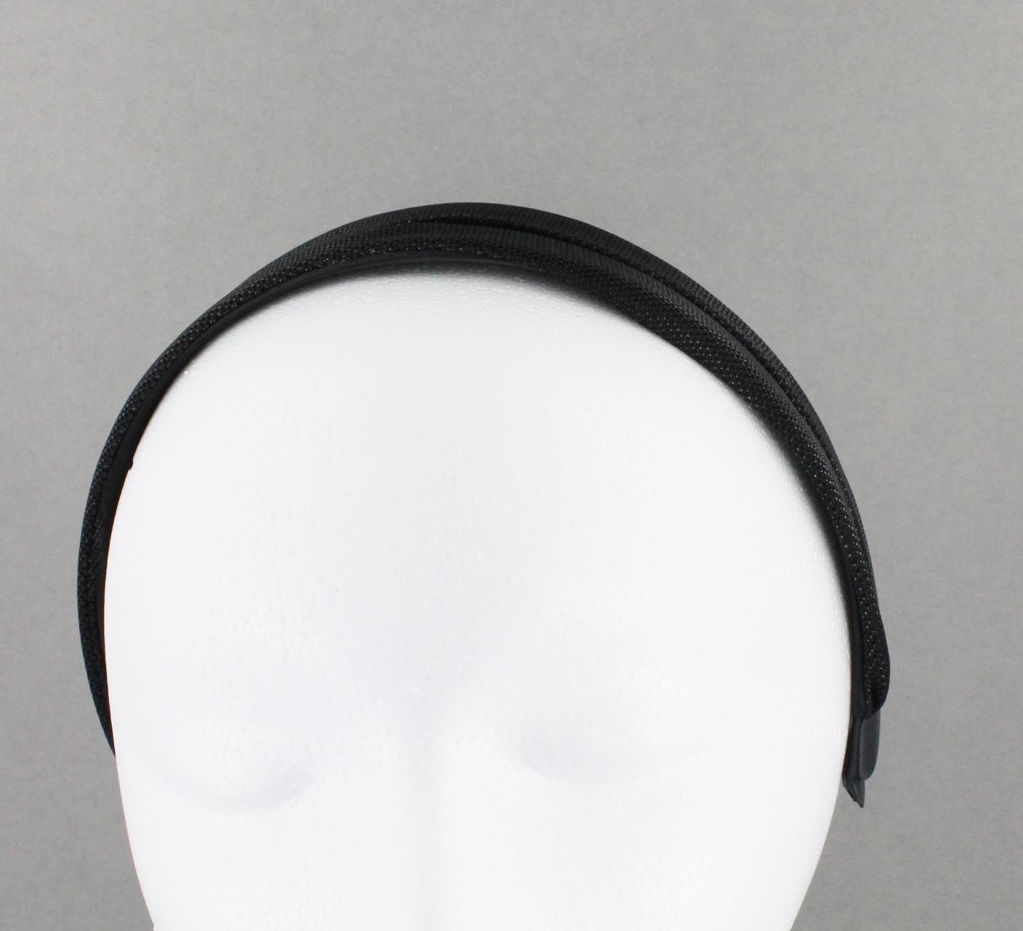 Black headband 1 5/8″ wide shiny satin fabric covered hair band no teeth