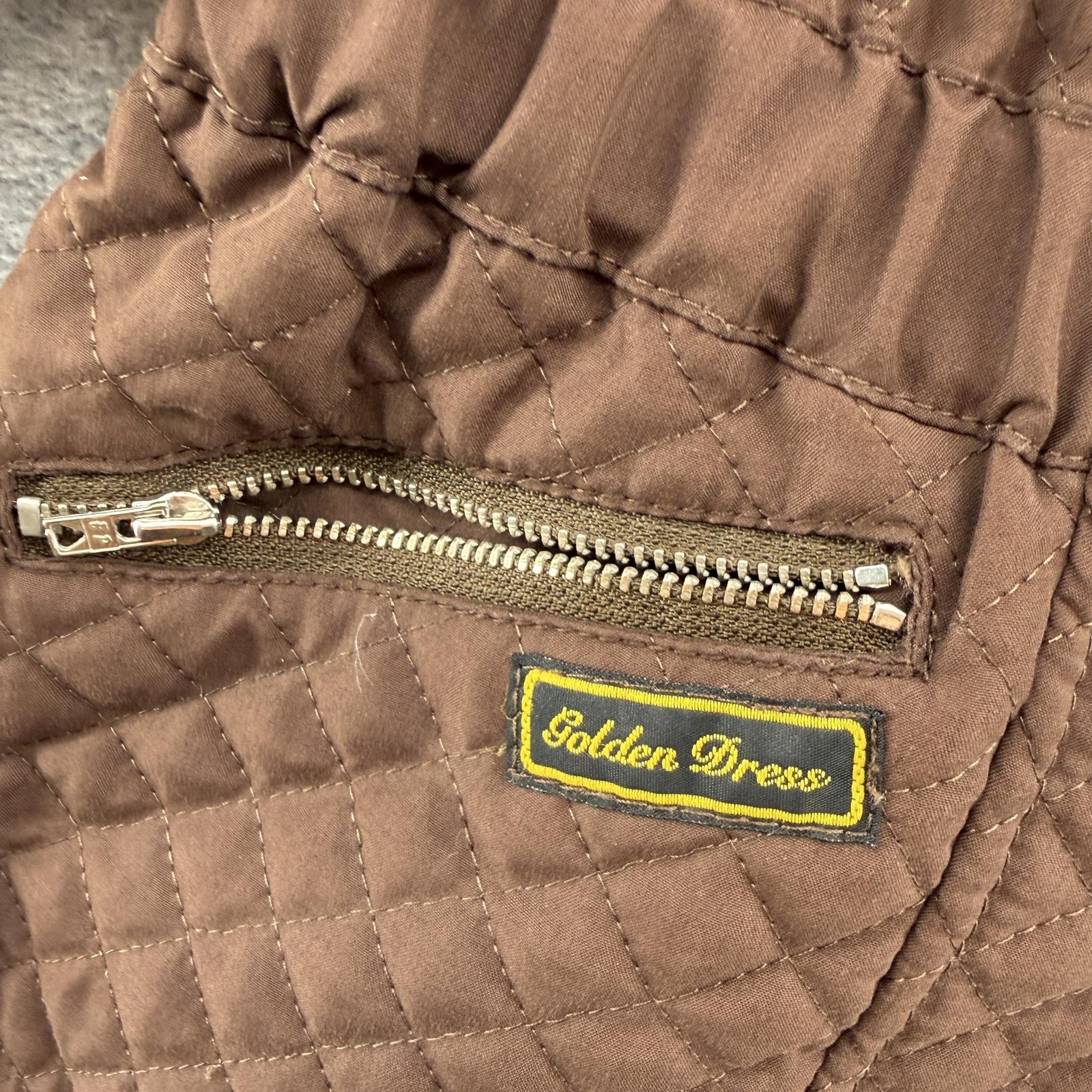 Golden Dress Equestrian Jacket Womens Medium Brown Quilted Zip Pockets Riding