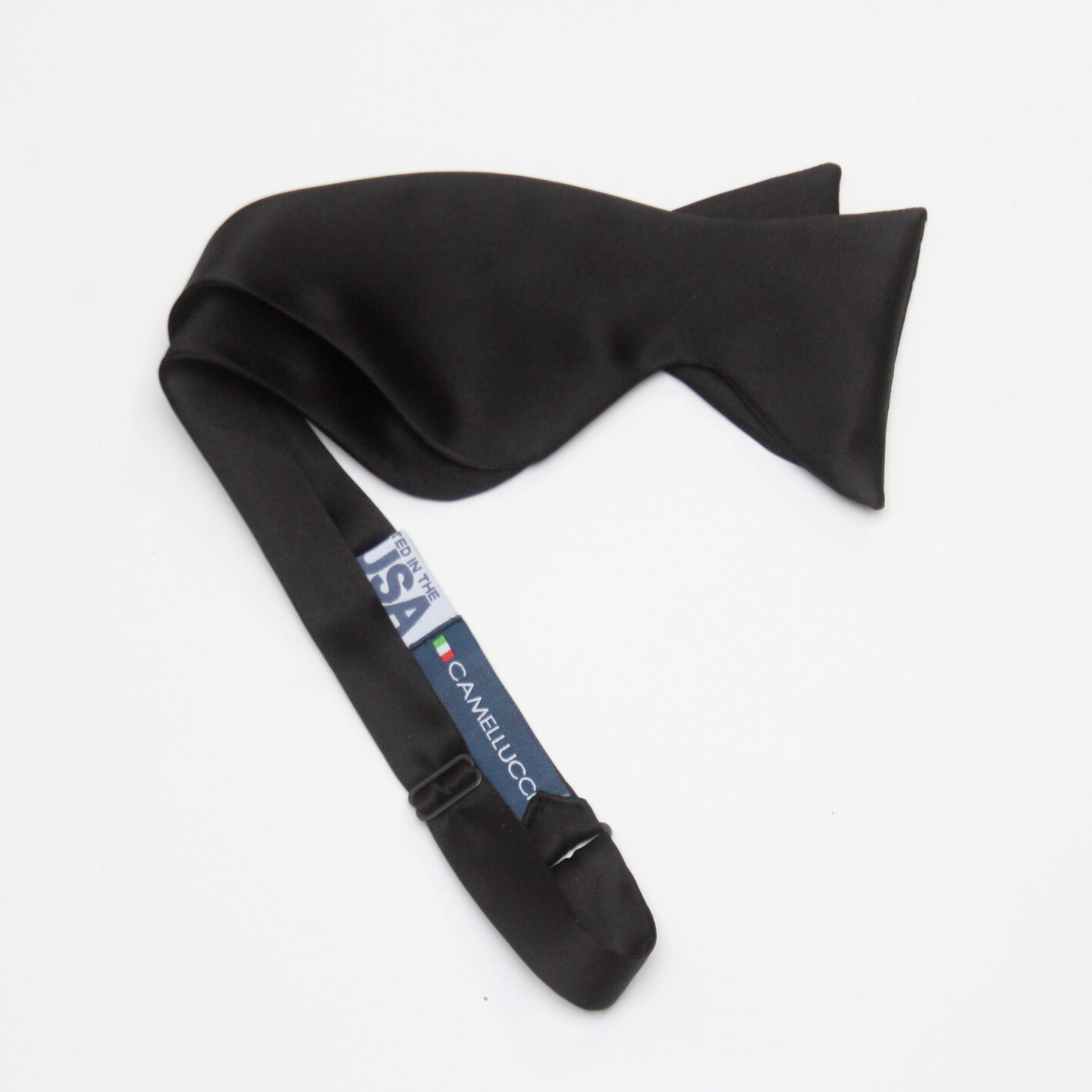 Men’s Self-tied Bow Tie Black Charmeuse Silk Bow tie Big Butterfly Bow tie S013