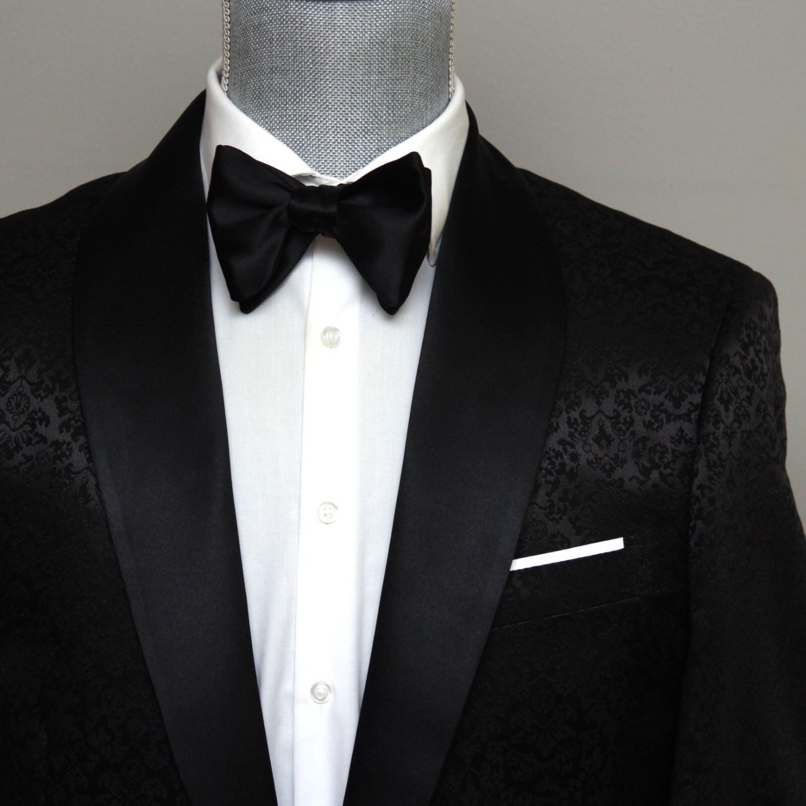 Men’s Pre-tied Bow tie 100%Silk Charmeuse Black Bow tie Small Compact Butterfly
