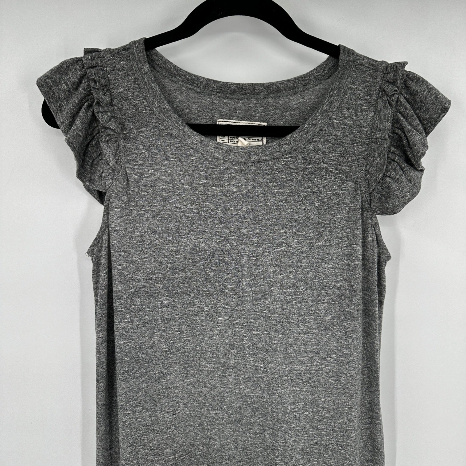 Current/Elliott Heather Grey Ruffle Muscle Dress Size 2 Clean Girl Minimalist