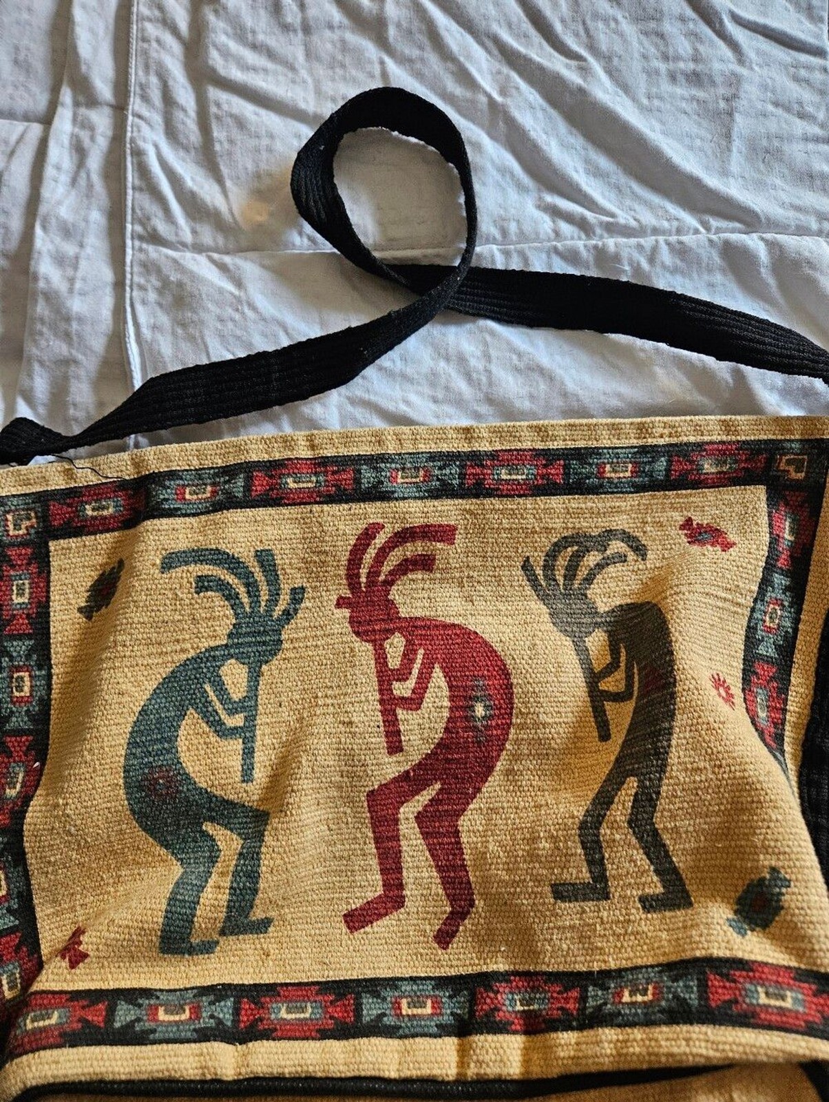 Vintage El Paso Saddle Blanket Co. Kokopelli Southwest Tote Bag & Pouch Set Boho