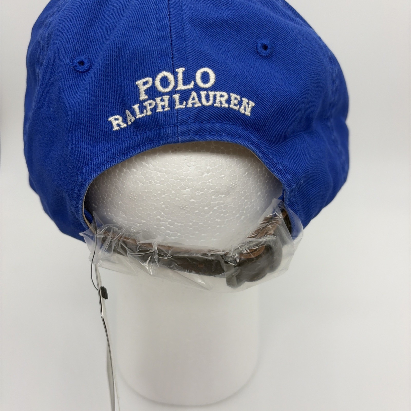 POLO Ralph Lauren Varsity Bear Royal Blue Cap Hat Adjustable Leather Strap NEW