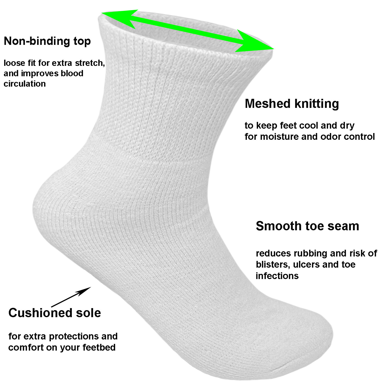 3-12 Pairs Lot For Men White Circulatory Diabetic Ankle Quarter Low Socks 9-15