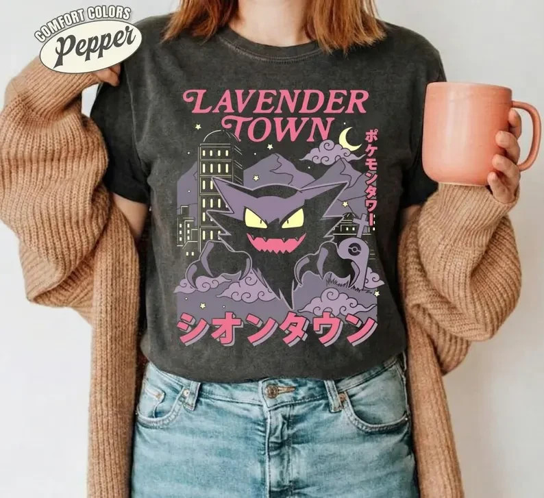 Pastel Ghost Monster Shirt Retro Anime Inspired Spooky Lavender Graphic Tee Gift