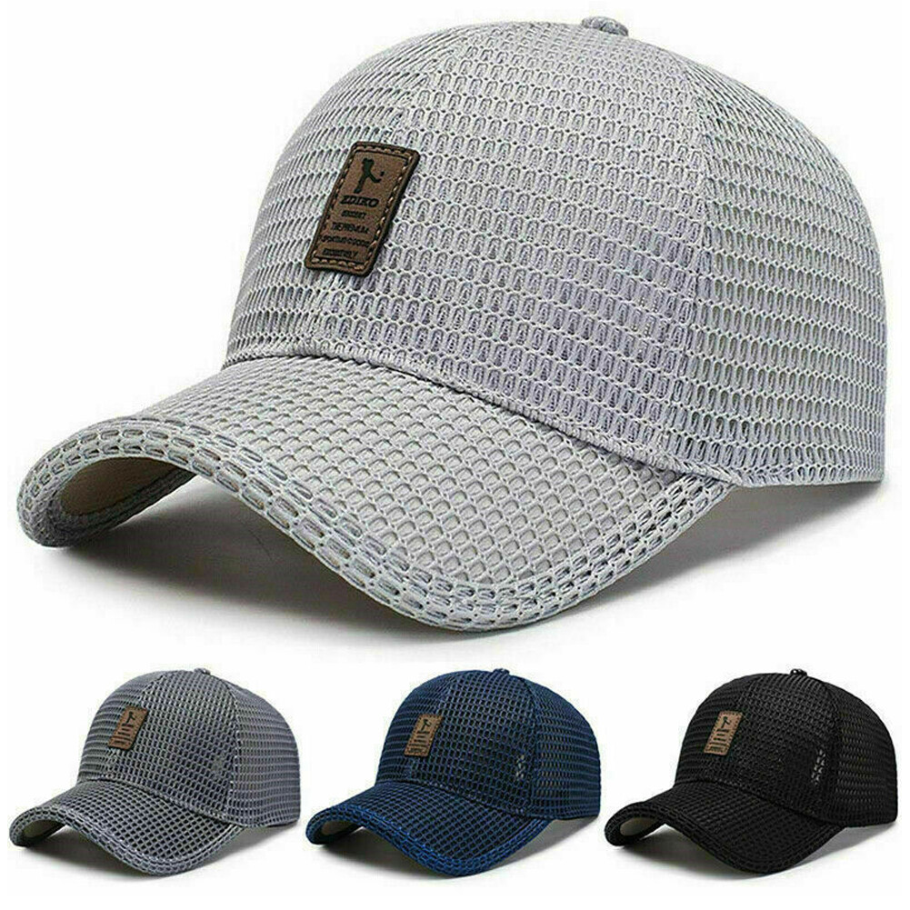 US 1-2 Pcs Men’s Mesh Baseball Cap Snapback Sun Protection Breathable Sports Hat