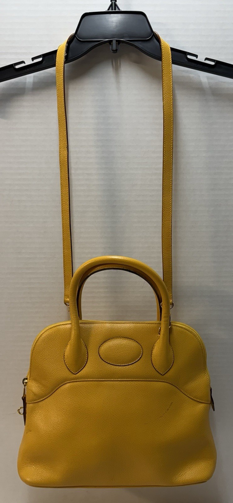 Vintage 80s-90s Stefano Bravo Yellow Leather Italy Bolide-Style Dome Satchel Bag